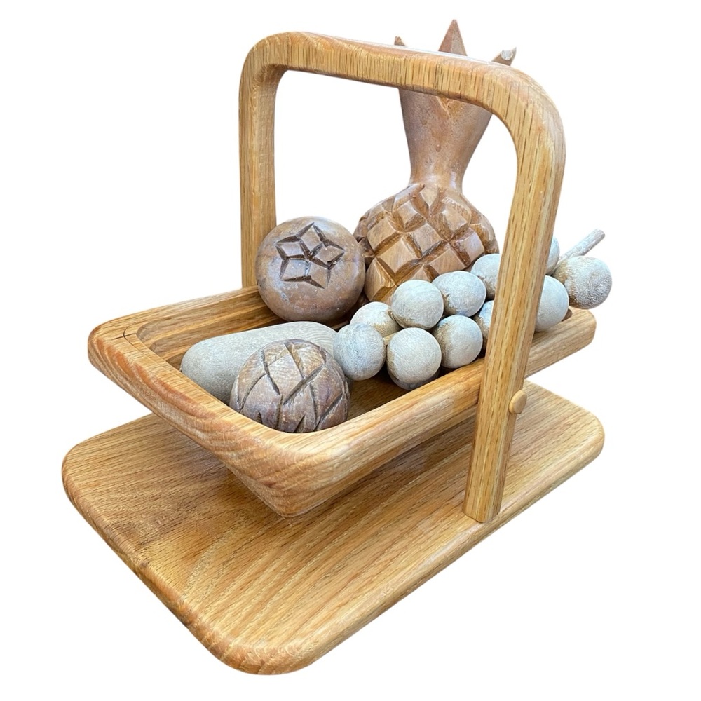 Vintage MCM Wood Collapsible Fruit Basket